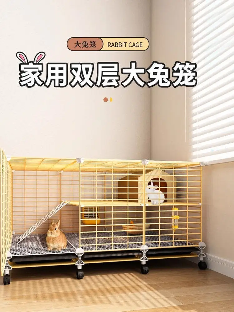 

Rabbit cage home extra-large two-story indoor special rabbit villa barbed wire pet rabbit nest with tray