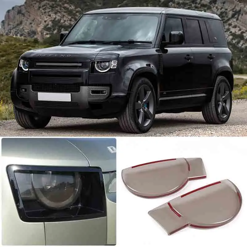 

For Land Rover Defender 90 110 130 2020-2023 Automotive Front Headlights Smoked Black Shell ABS Transparent Grey Car Accessories