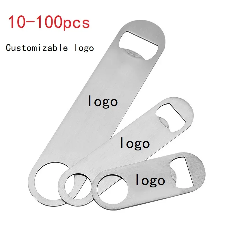 10-100pcs Opener for beer Silver Stainless Steel Laser Engraved Customized Logo Bottle  kitchen gadgets accessories Home Tools