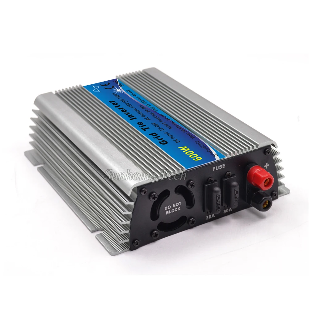 600W Grid Tie Inverter MPPT Function 22-60VDC input 120V or 230VAC Micro Grid Tie Pure Sine Wave Inverter 22V-60V to 220V