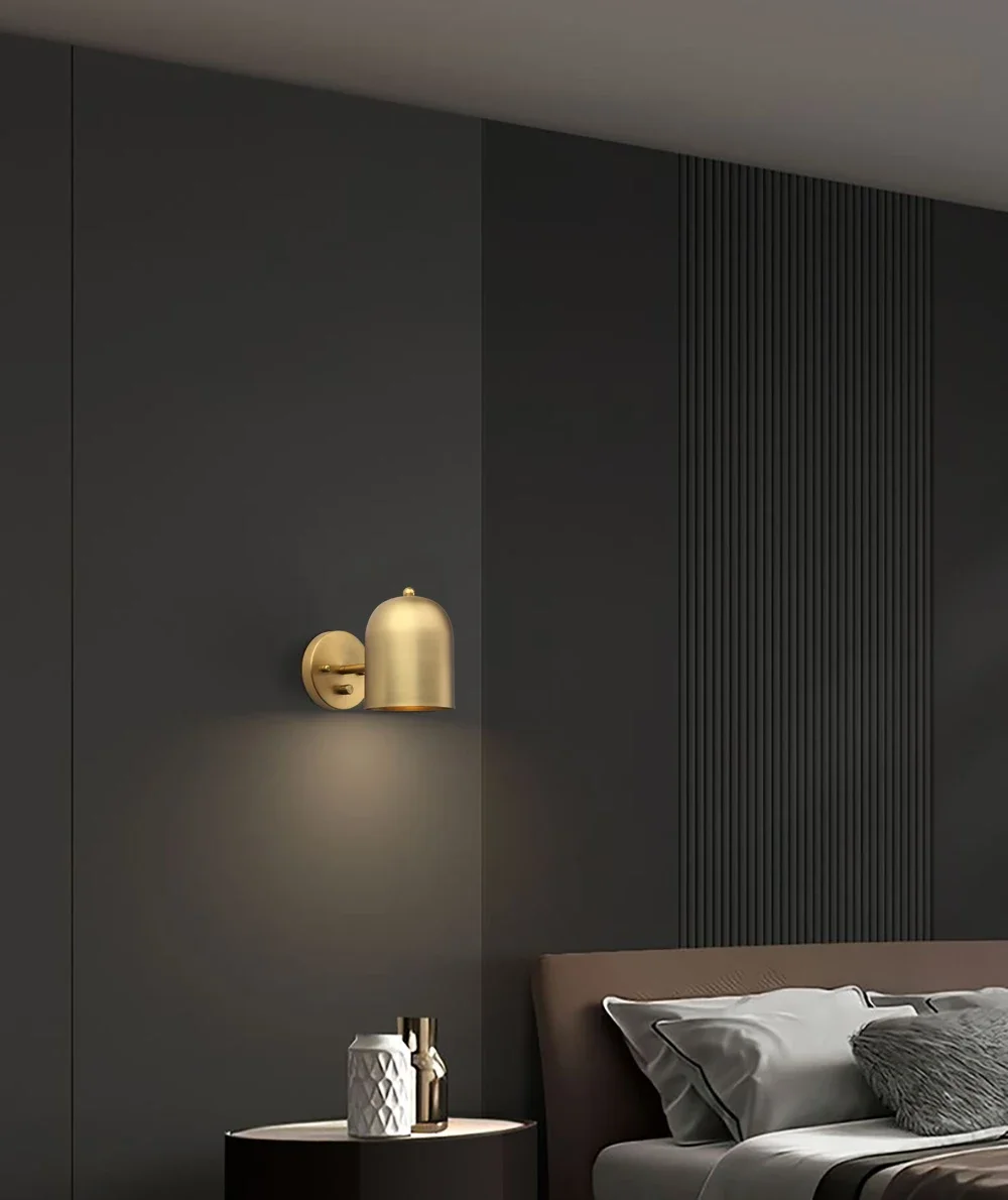 Nordic Background Golden Copper with Adjustable Light Head Lights LED Wall Lamps for Bedroom Modern  Home Decoration Chandelier