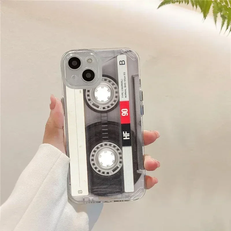 Phone Case for IPhone 16 15 14 13 12 11 Pro Max X XS MAX 7 8Plus SE Retro Vintage Old Cassette Tape Silicone TPU Soft Back Cover