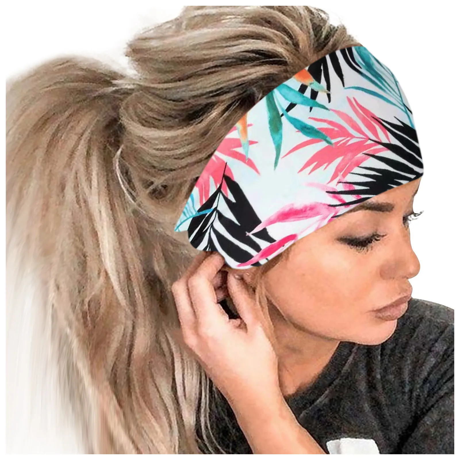 Vintage Scarf Floral Print Headscarf Daily Streetwear Headband Hair Band Accessories for Women Wide Edge Yoga Headband