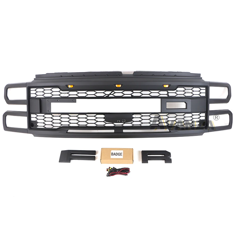 Grille W/light Bar Front Racing grill Fits For Ford F250 F350 F450 2023-2024 Super Duty Tremor Off-Road