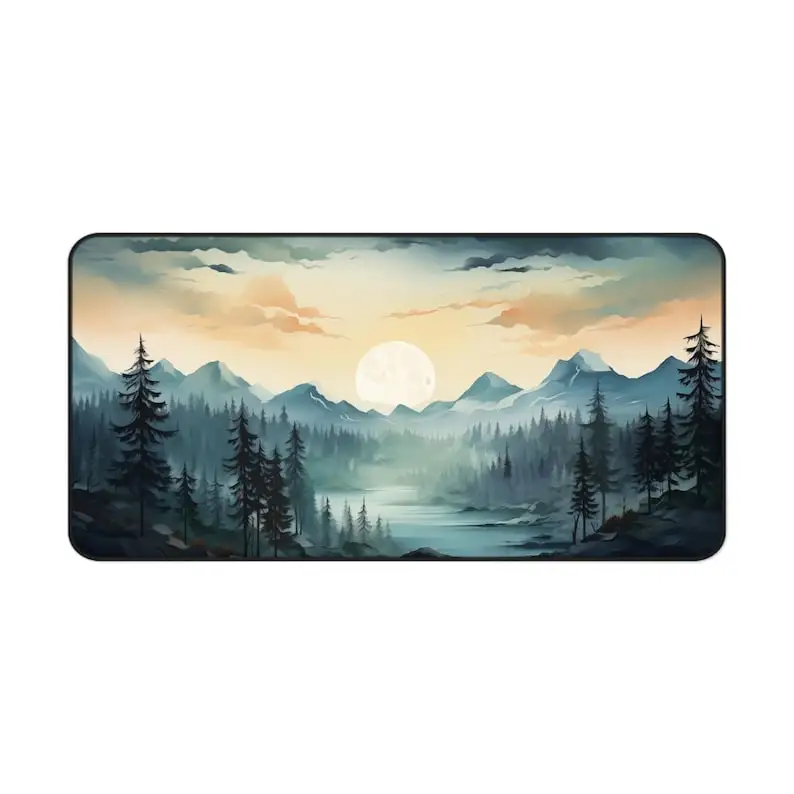 ضبابي غابة الصنوبر الأخضر الجمالية ماوس الجبل XL مكتب الألعاب ماوس الوسادة الجمالية حصيرة مكتبية لطيف زخارف مكتب لوفي ماوس حصيرة