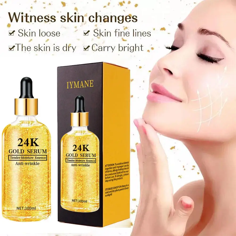 Ouro 24K Niacinamida Equilibrando Soro Facial, Tez da Pele, Caracol Ácido com Poro, Secreção Anti-Idade, F9X2