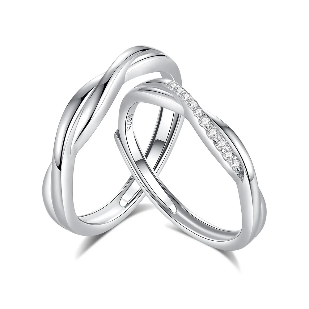 S925 Twist Couple Ring Classic Design Premium Plain Ring Light Luxury Anniversary Ring Gift