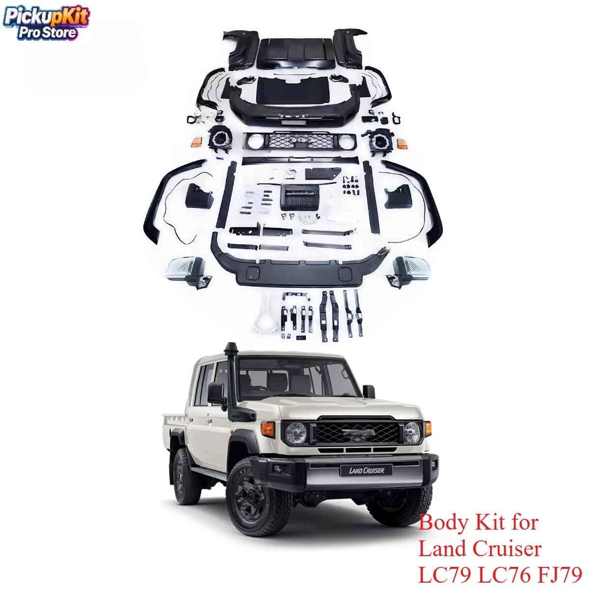 

Facelift Body Kit for Land Cruiser LC79 LC76 FJ79 Front Bumper Wide Fender Flares