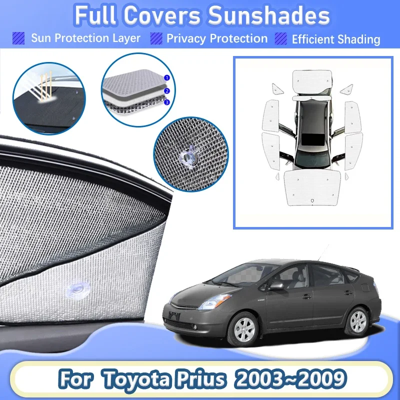 

Для Toyota Prius XW20 2003 ~ 2009 2005 2007 автомобильные солнцезащитные козырьки с полным покрытием, выдвижная защитная крышка на лобовое стекло, автомобильные аксессуары
