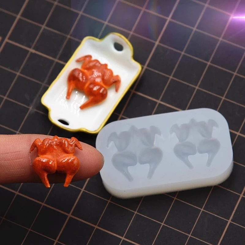 Pottery Clay 1:12 Mimi Roast Chicken Silicone Molds Ultra Light Clay/Resin Clay DIY Mini-Food Doll House Decorative Clay Tool