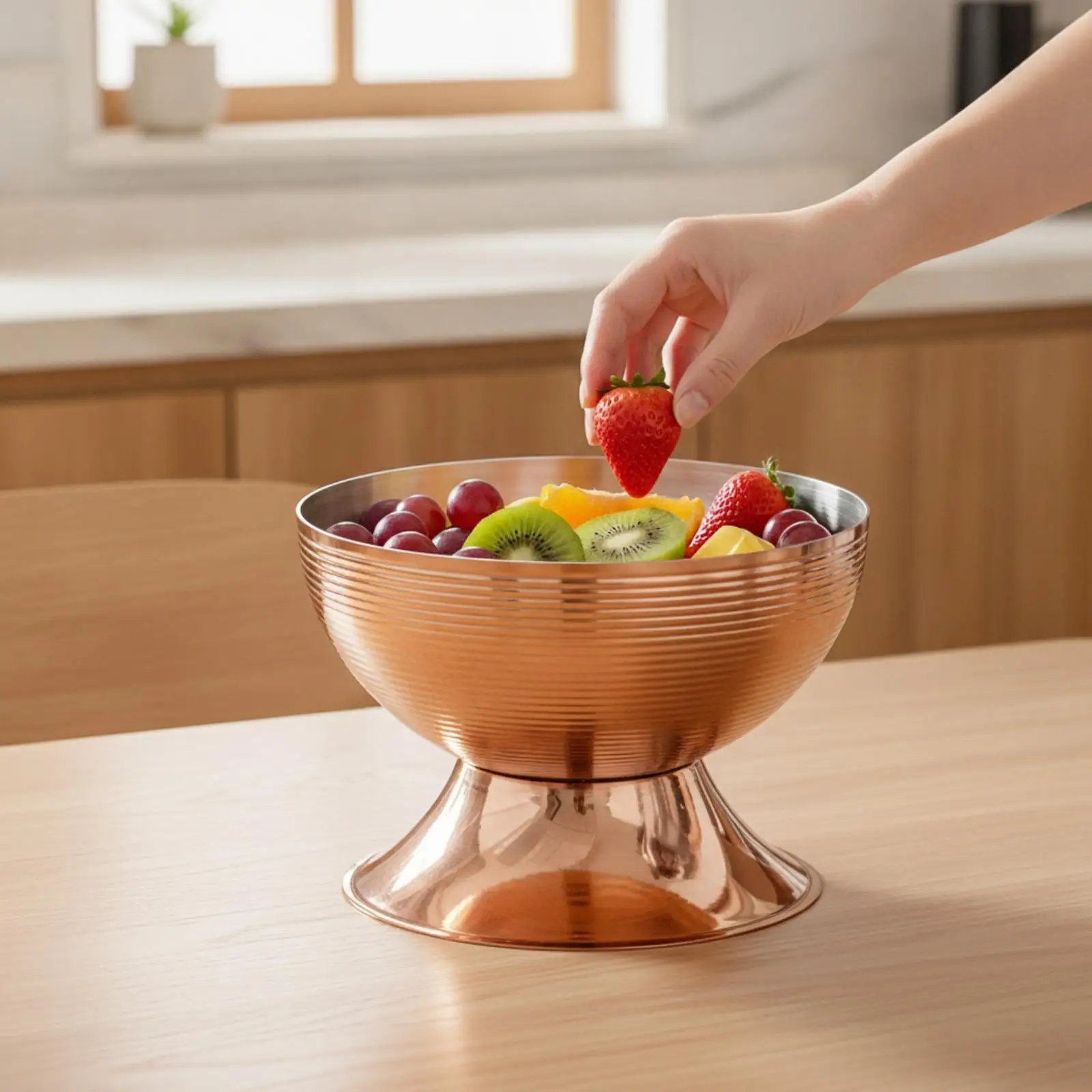 Elegant Rose Gold Metal Sashimi Bowl Stand for Catering Events Cold Appetizer Display and Home Dinner Party