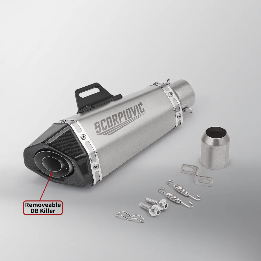 38-51mm universal motorcycle exhaust pipe for cbr650 z900 mt07 r3 b10 stainless steel motorcycle muffler image 2