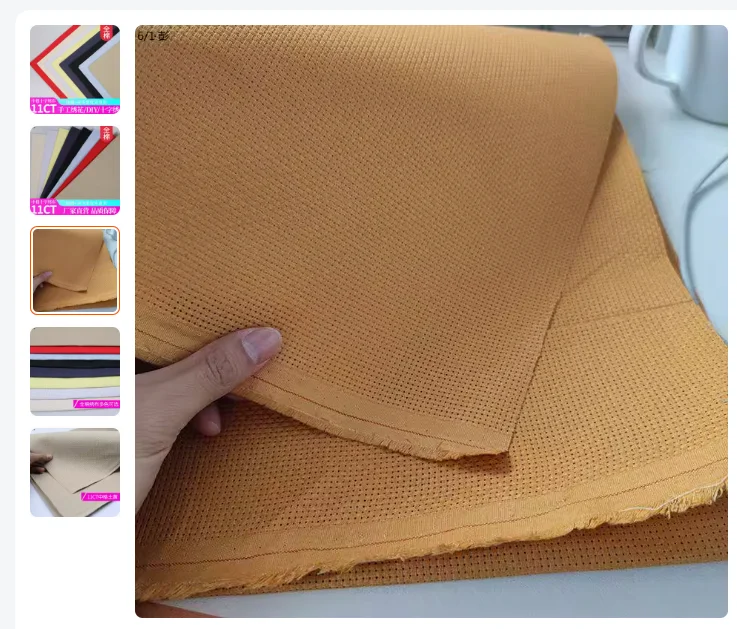 Excellent Quality, 14CT Aida Cross Stitch Canvas, Fabric,Cloth, Orange yellow Cross Stitch Fabric Felling  90-148CM