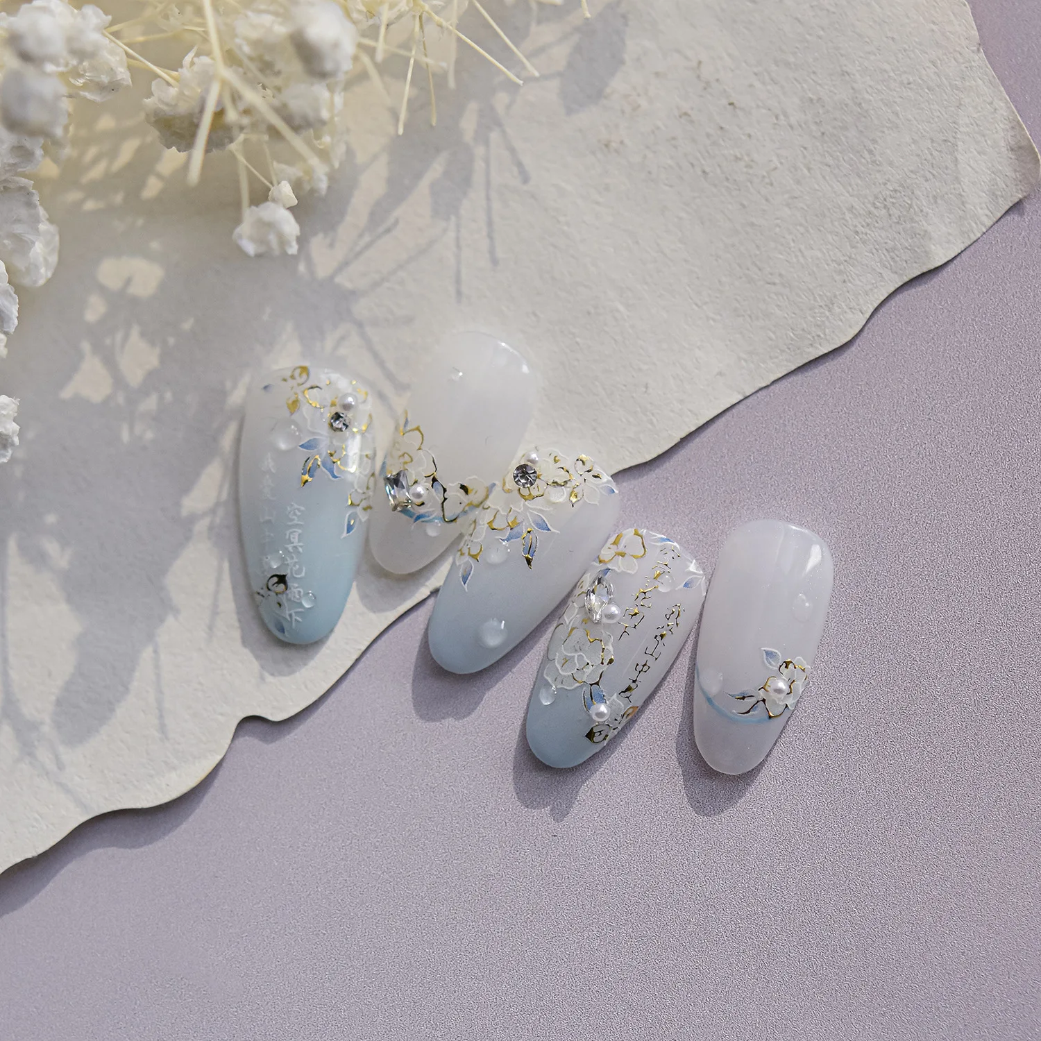 Línea dorada Camelia estilo chino flor salvaje Margarita Rosa girasol flor de melocotón lirio peonía diamantes de imitación pegatinas para decoración de uñas calcomanías