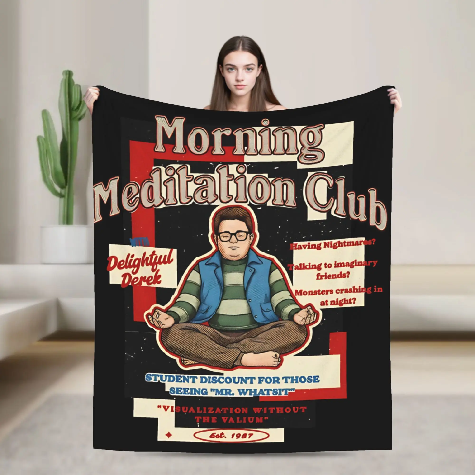

Delightful Derek Club Meditation Vintage Fuzzy Blankets Customized Throw Blankets for Home 200x150cm Bedspreads,