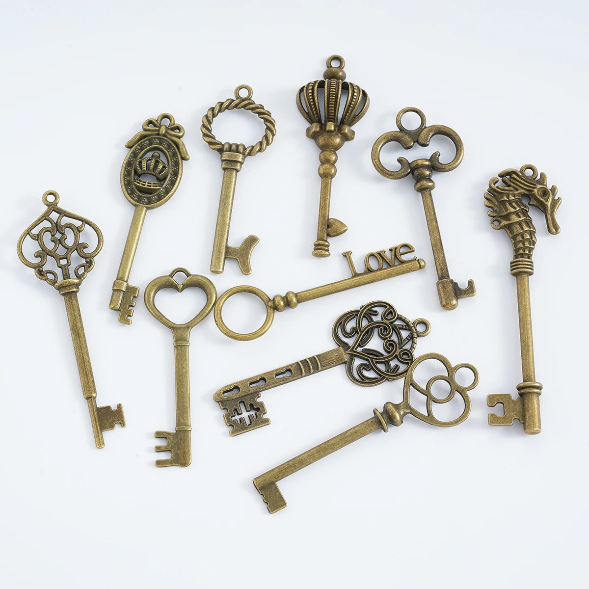 New Vintage 10 Pcs Zinc Alloy Mixed key Charms Fit DIY Necklace Earring Bracelet Jewelry Making Wedding Decoration