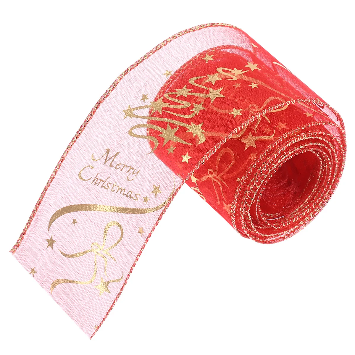 

Christmas Glitter Ribbon Sheer Wired Swirl 200x6.3cm Decorative Ribbon for Gift Wrapping Hair Bows DIY Crafts Tree Decoration