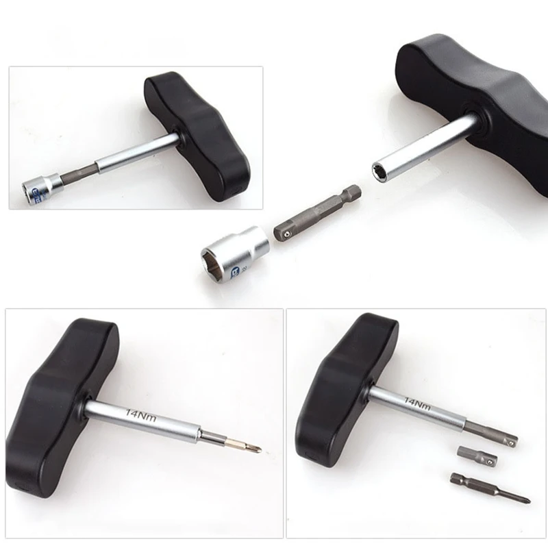 ipiip Fixed Torque Wrench with T-Handle 6/7/8/9/10/11/12/13/14Nm Preset Torque Tool Used for Standard 1/4