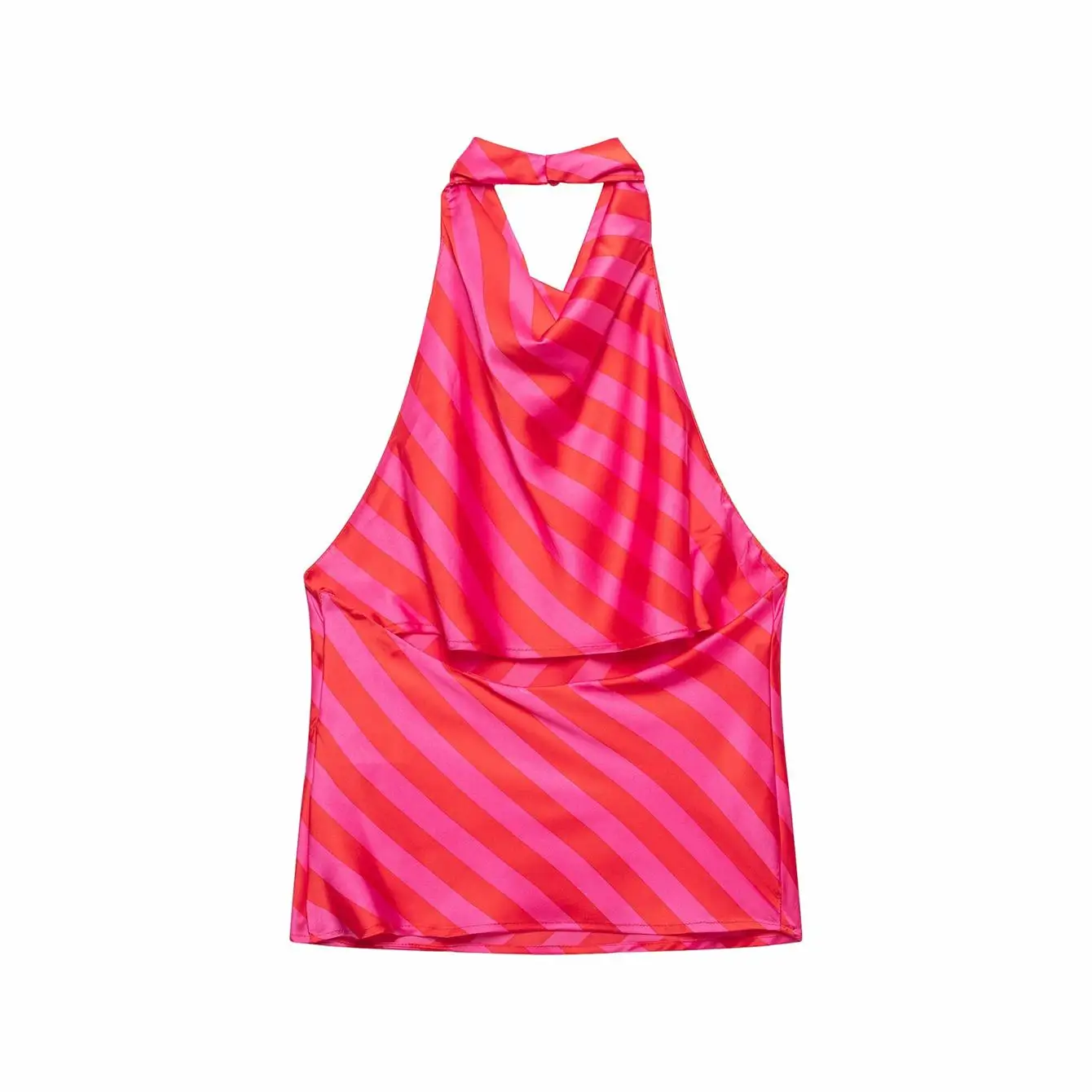 TFMLN Neues Damen-Streifenrock-Set, Neckholder-Top mit Rückenausschnitt, elastischer Bund, Midiröcke, lässiges Sommer-2-Teiler-Set für Damen – Detail 4
