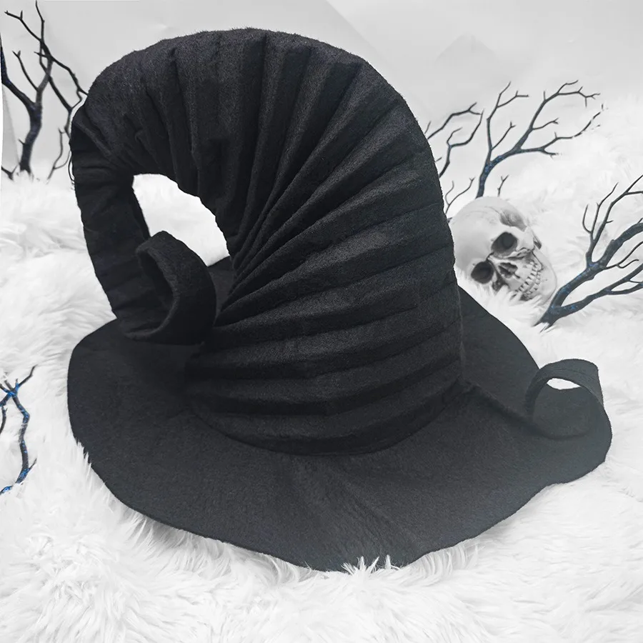 

Halloween Black Pleated Hat Decor Ghost Festival Party DIY Dress Up Witch Hat Trick Or Treat Happy Halloween Day 2025 Gift Favor