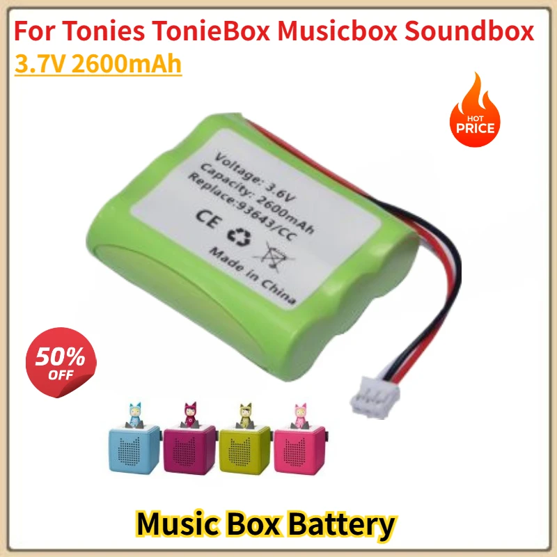 

High Quality 3.7V 2600mAh NI-MH Battery For Tonies TonieBox Musicbox Soundbox Brand New Replacement Battery