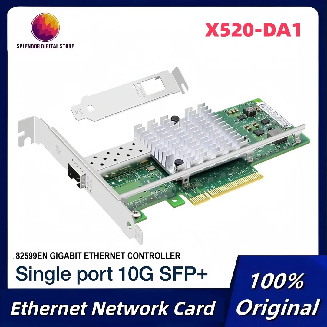 

Оригинальная сетевая карта PCIe x8 до 10 ГБ SFP + PCI-E Ethernet X520-DA1 82599ES чип с одним портом для Linux Windows 7/8/10 серверов