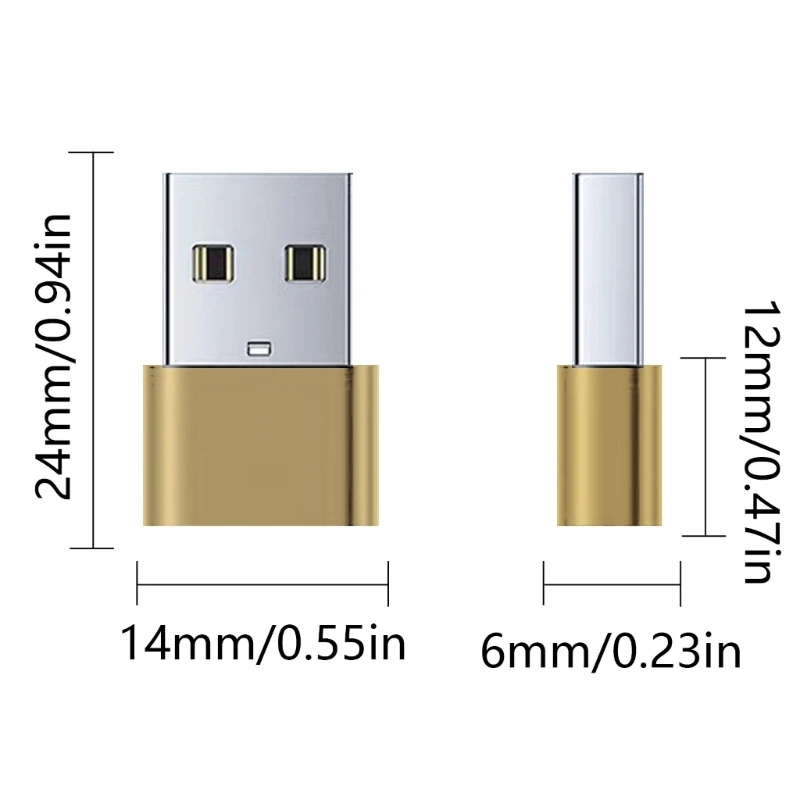 Adaptadores USB C fêmea para USB macho Tipo C para adaptadores carregador USB 2.0 para telefone