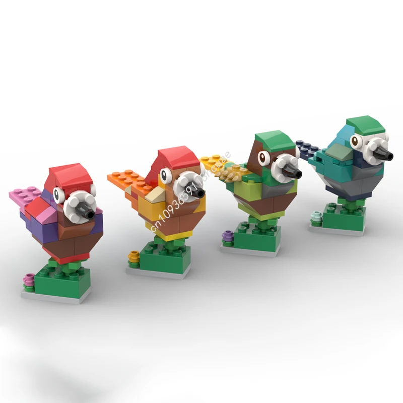 158 pçs moc pássaros modelo clássico blocos de construção arquitetura crianças educação modular diy montar brinquedos criativos presentes natal