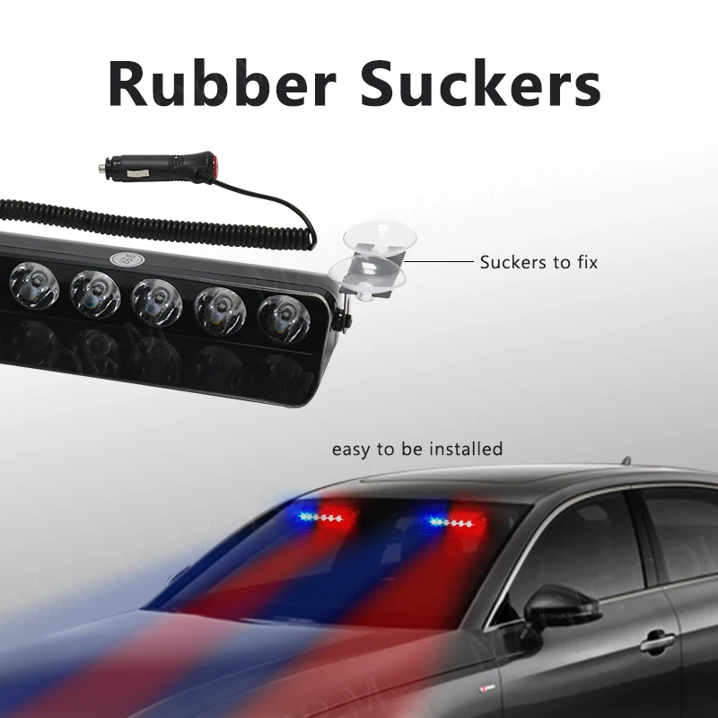 6 LED Car Strobe Light Police Fireman Emergency Front Windshield Flash Warning Signal Beacon Lamp Truck Trailer Auto Vehicle 12v