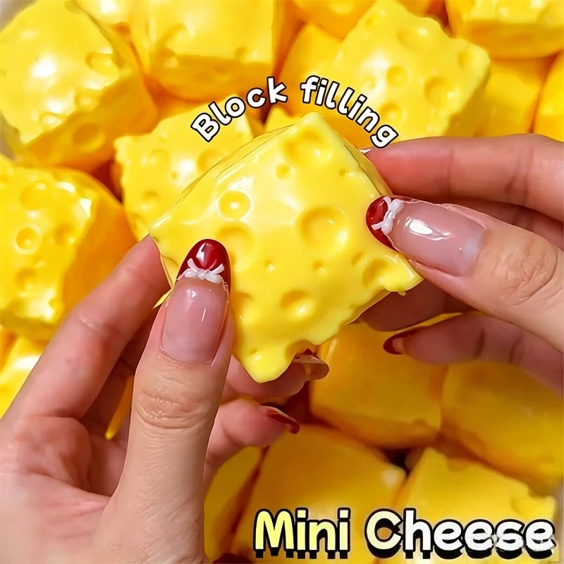 Mini Cheese Cube Squishy Fidget Toys Building Block Filling No Rebound Squeeze Toys Sensory Stress Relief Fidget Toy for Adult