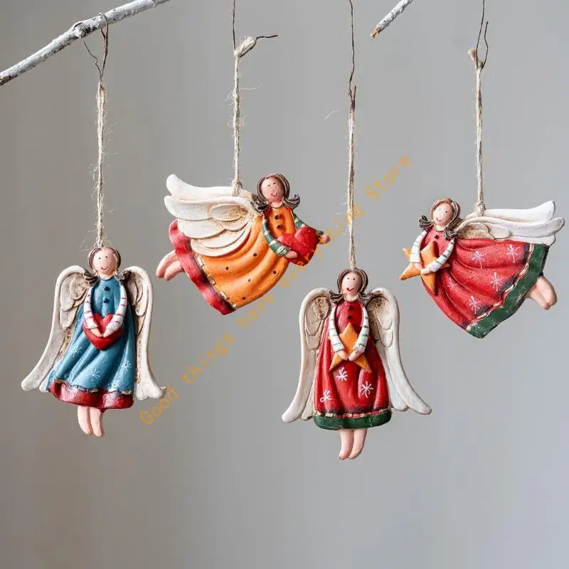 

Christmas Tree Ornament Resin Angel Sculptures Christmas Tree Hanging Decorations for Mantels Holiday Decorations