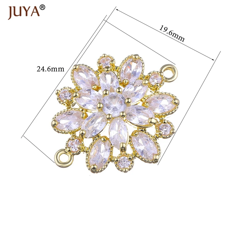 New luxury AAA Austrian cubic zirconia crystal flower charms connectors for jewelry making diy bracelets necklaces earrings