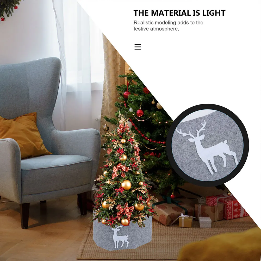 

Christmas Skirt Elk Pattern Xmas Tree Mat Decor For Home Hotel Party Festive Decoration Tree Bottom Cover