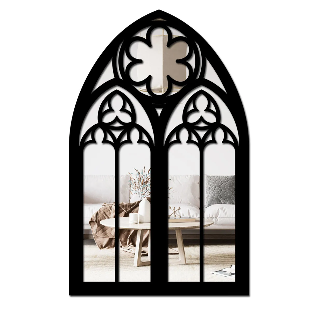 

Window Wall Mirror, Rustic Farmhouse Decoration Mirror, Wood Framed Entryway Mirror Windowpane for Living Room, Bedroom, Kitchen