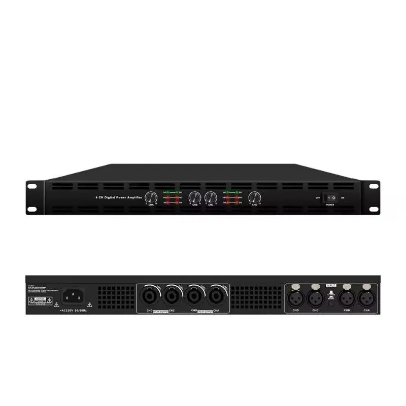 1000w 1u Class D Four Channel Power Amplifier Professional for Stage Peormance