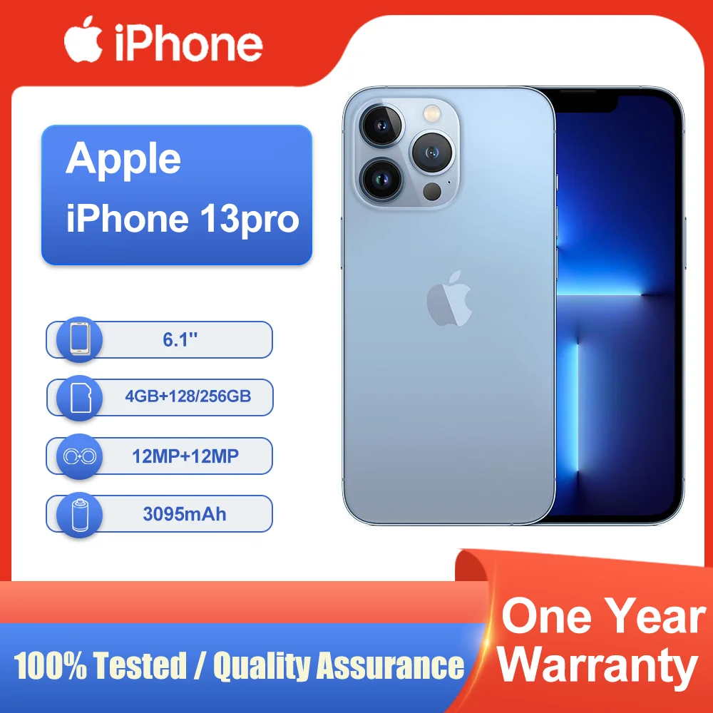 هاتف Apple iPhone 13 Pro 4GB RAM 128/256GB ROM 6.1 "A15 Bionic Face ID NFC Super Retina XDR OLED شحن سريع 5G هاتف محمول