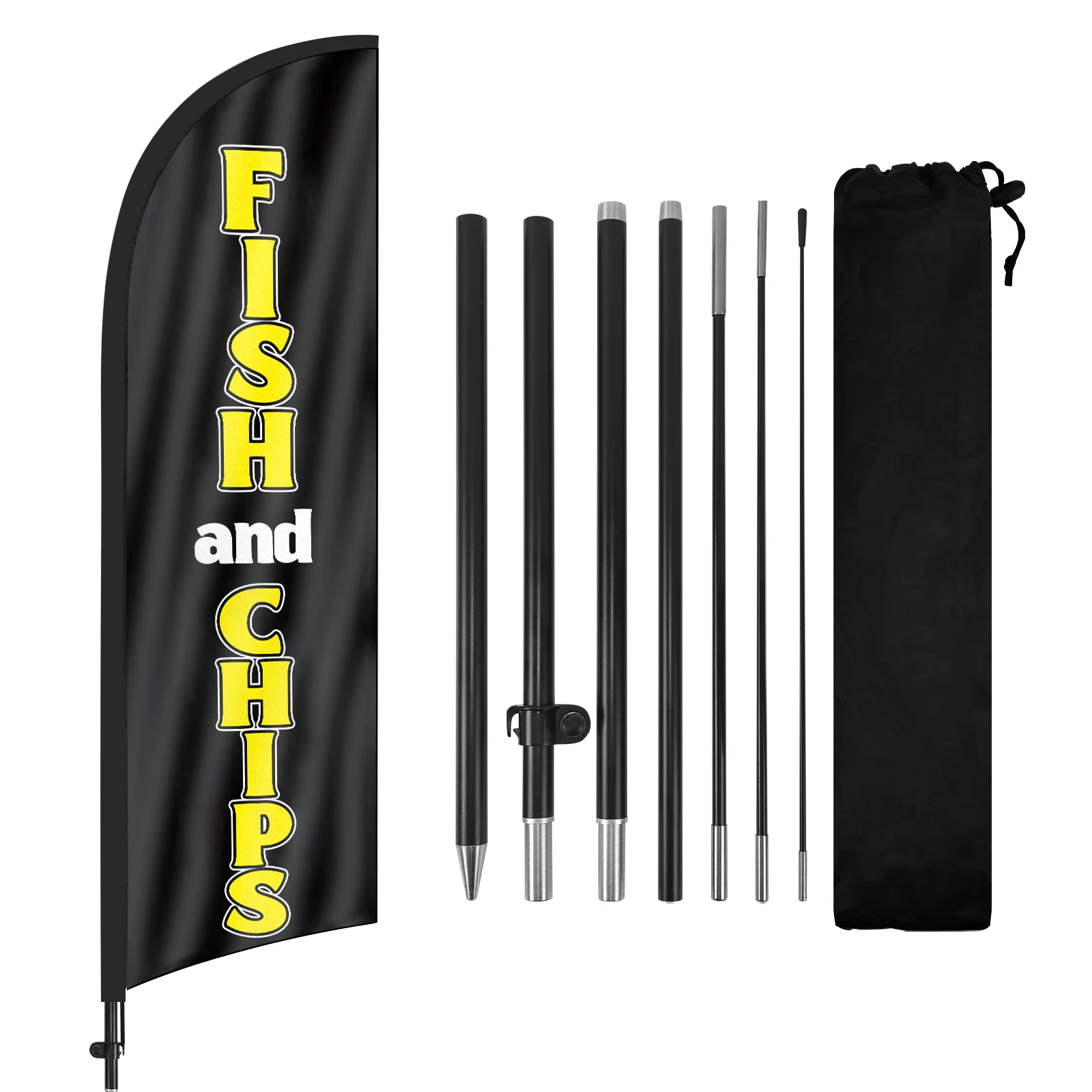 FSFLAG 1PCS 280CM The Fish Chips2 Feather Flag with Flagpole Advertising Outdoor Banner Decoration for Businesse and Storefront