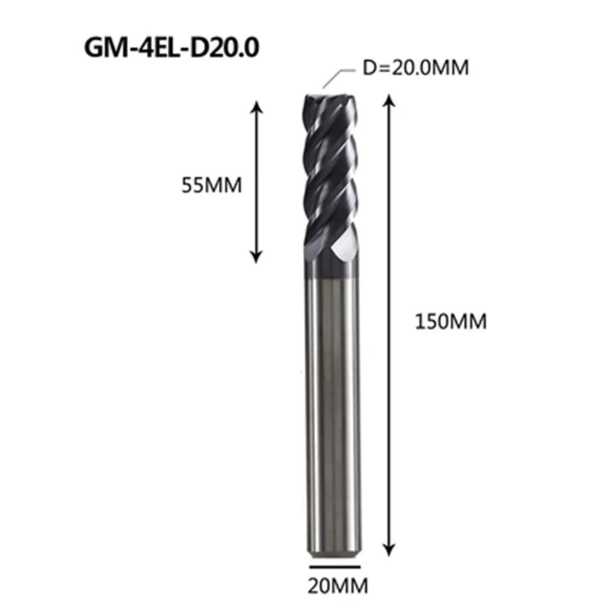 

GM-4EL-D20.0 ZCC.CT GM-4EL Four blade long blade flat end milling cutter D20.0*20*55*150 4T Flat end mills 4 Flute Flat End Mill