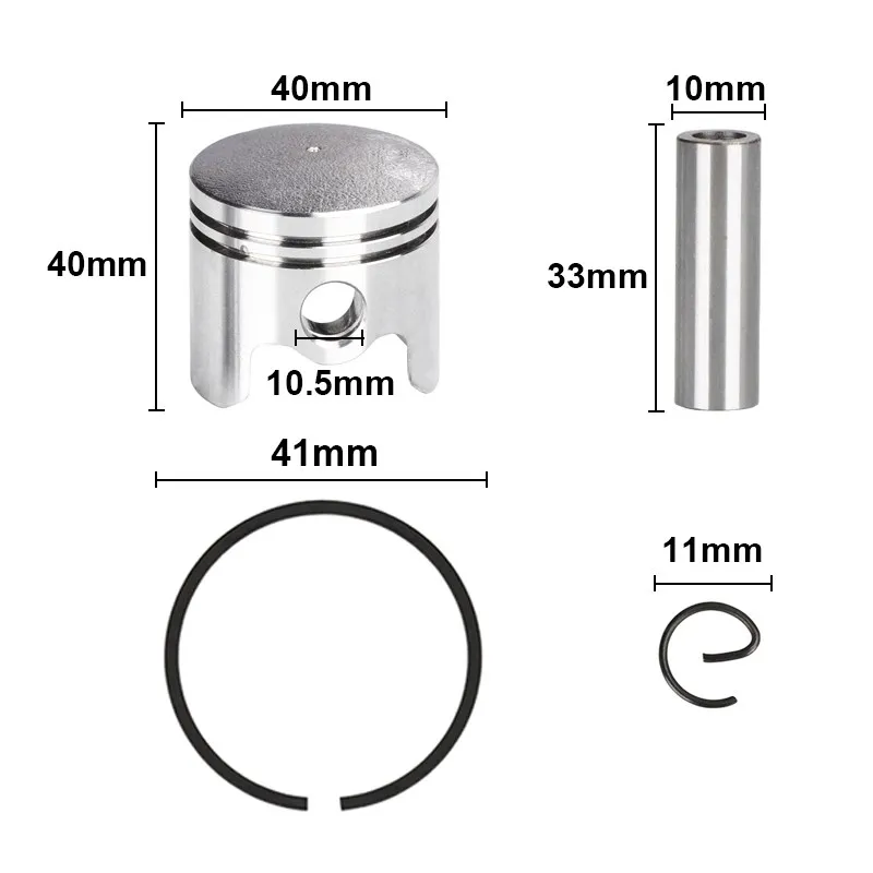 CMCP-Juego de anillos de pasador de pistón de 40mm, Kit de pistón para cortacésped eléctrico, compatible con 40-5, 43cc, BC430, CG430, 1E40F-5,