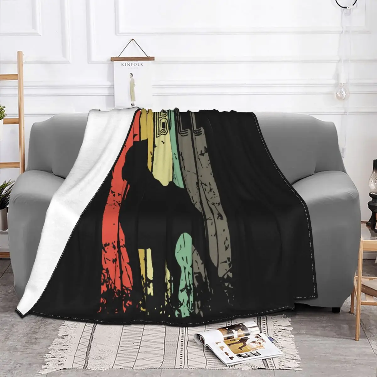 Pitbull Terrier Vintage Graphic Dog Owner Gift Adult Unisex More Colors Fitness Spring Throw Blanket