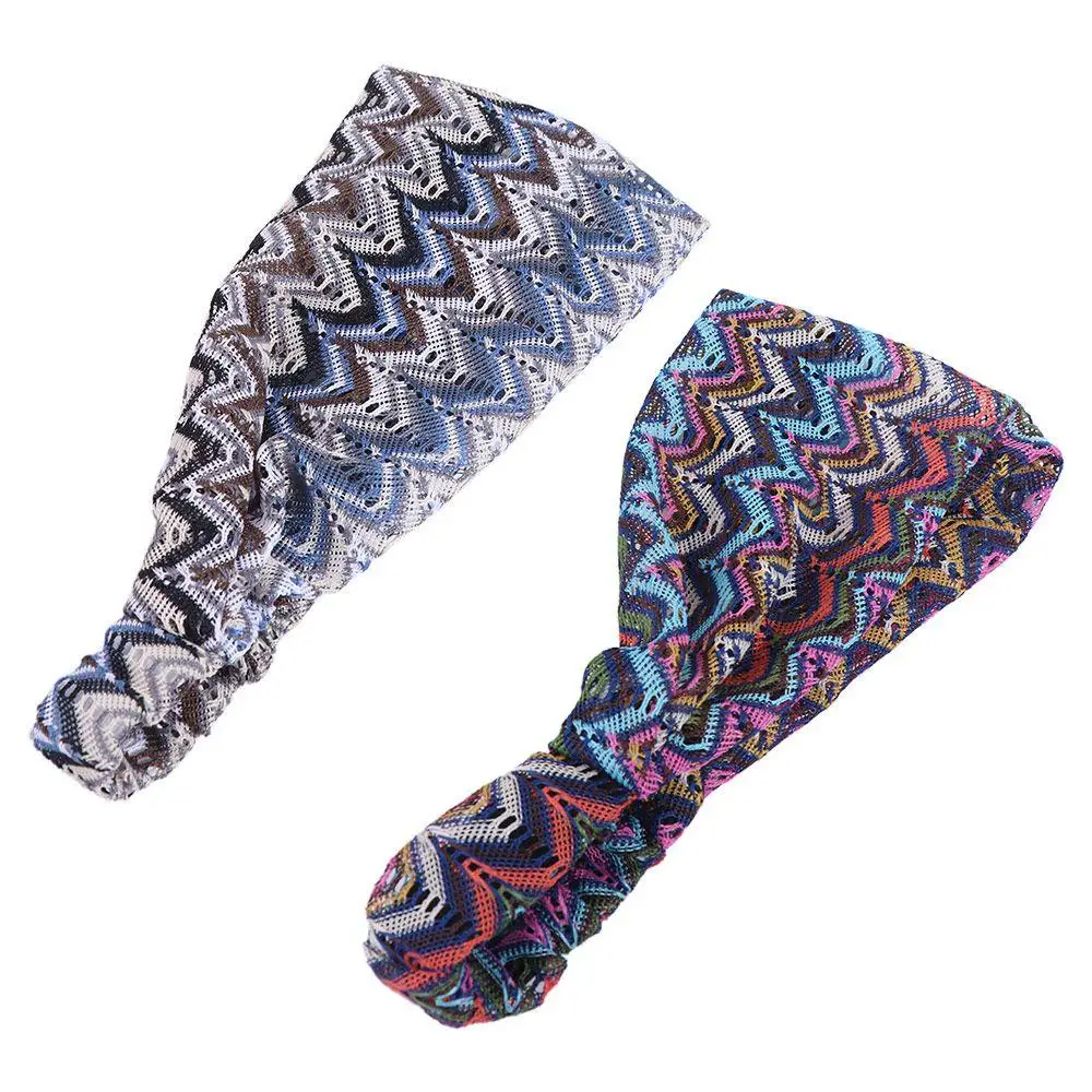 Fashion Non Slip Wave Mesh Headband Hollow Hair Hoop Lace Hairbands Colorful Headdress Wide Side Head Wrap Mother