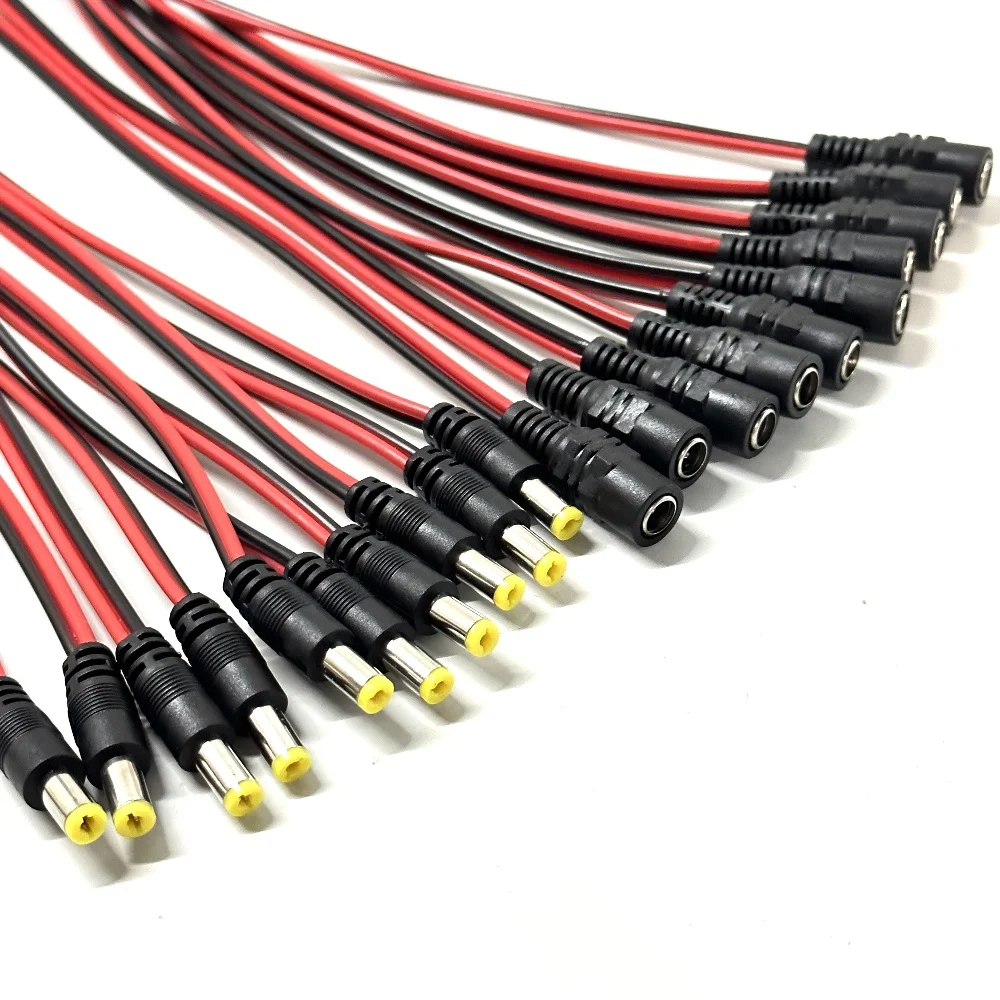 DC 남성 여성 전원 플러그 케이블 와이어 잭 어댑터 커넥터 5.5x2.1mm 12V DC 전원 피그테일 케이블 잭 CCTV 카메라 커넥터용