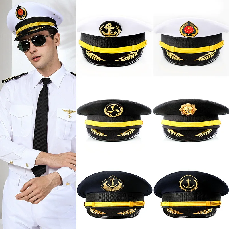 

Great Quality Captain's Hat Big Cornice Hat Aviation Cap Pilot's Performance Party Head-wear for Small Head and Big Head 55-62cm