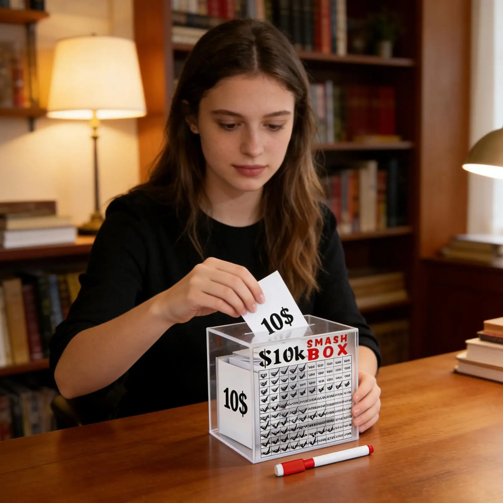 

10k Savings Challenge Box прозрачный небьющийся акриловый большой банк экономит денежный ящик для детей компания офис кабинет спальня гостиная