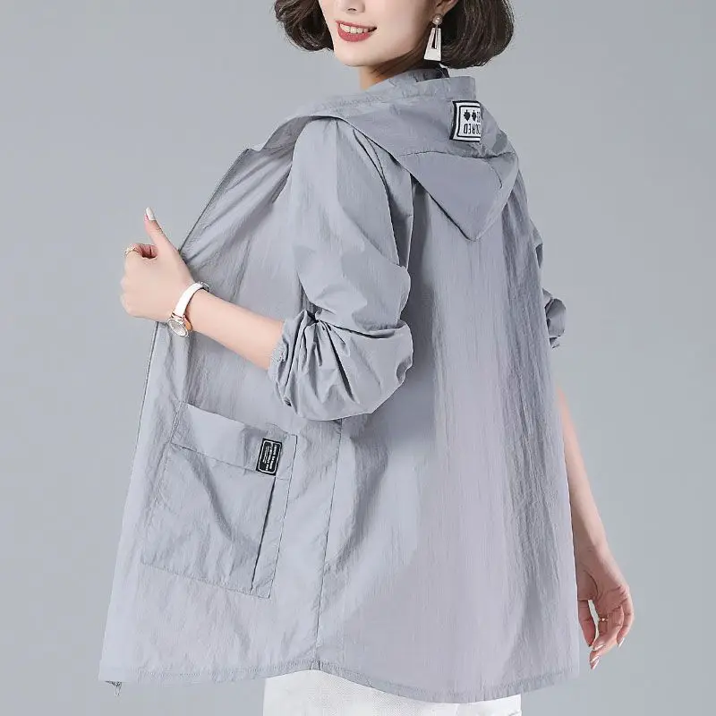 

2024 New Mid Length Korean Edition Loose Oversized Slimming Coat for Women's Spring Summer Thin UV Protection Sun Protection Top