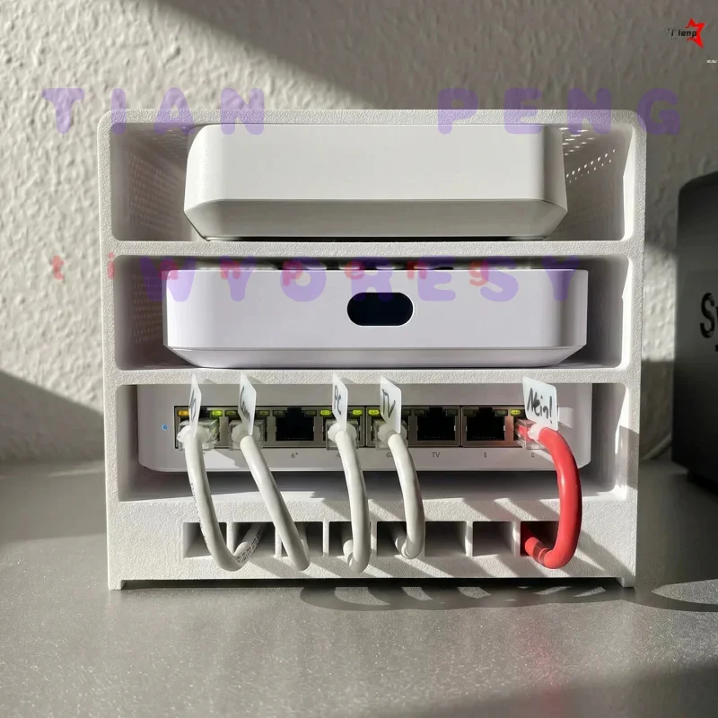 Sturdy ventilated double‑layer desktop holder for UniFi UGC Lite 8 PoE improves airflow sustaining steady data‑transmission