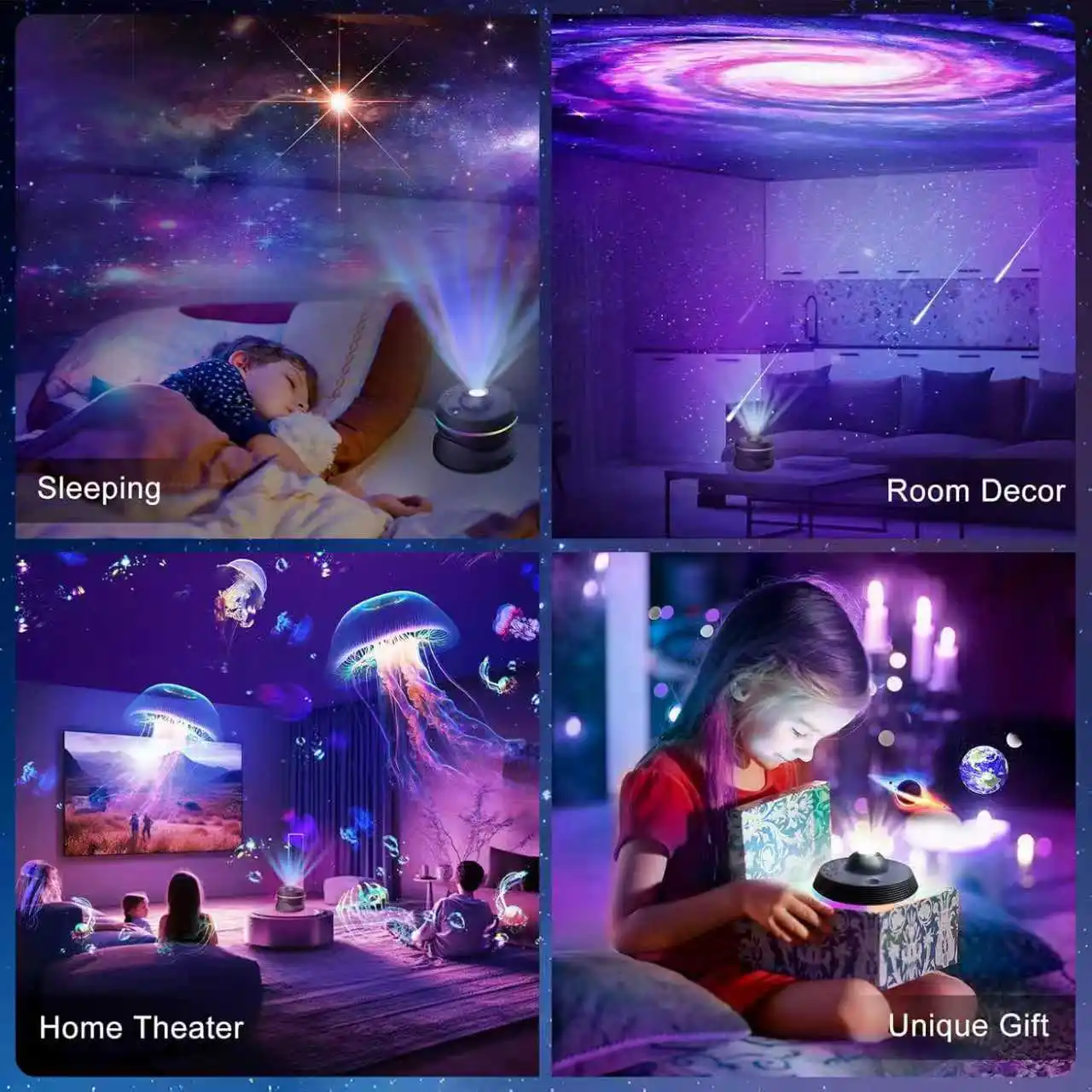 القبة السماوية غالاكسي العارض 13 في 1 ستار ضوء العارض النجوم النوم ضوء الليل مع النيزك الديناميكي 4K Hd والإسقاط الكبير