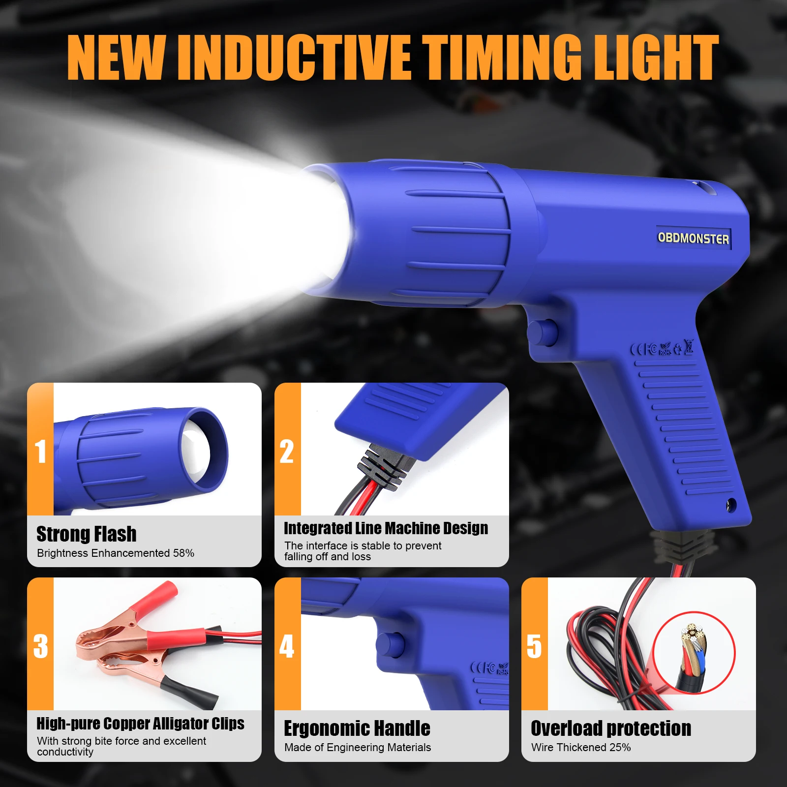 

Ignition Timing Light Car Styling Strobe Lamp Inductive Petrol Engine Inductive 12V Timing Light Diagnosis Timing