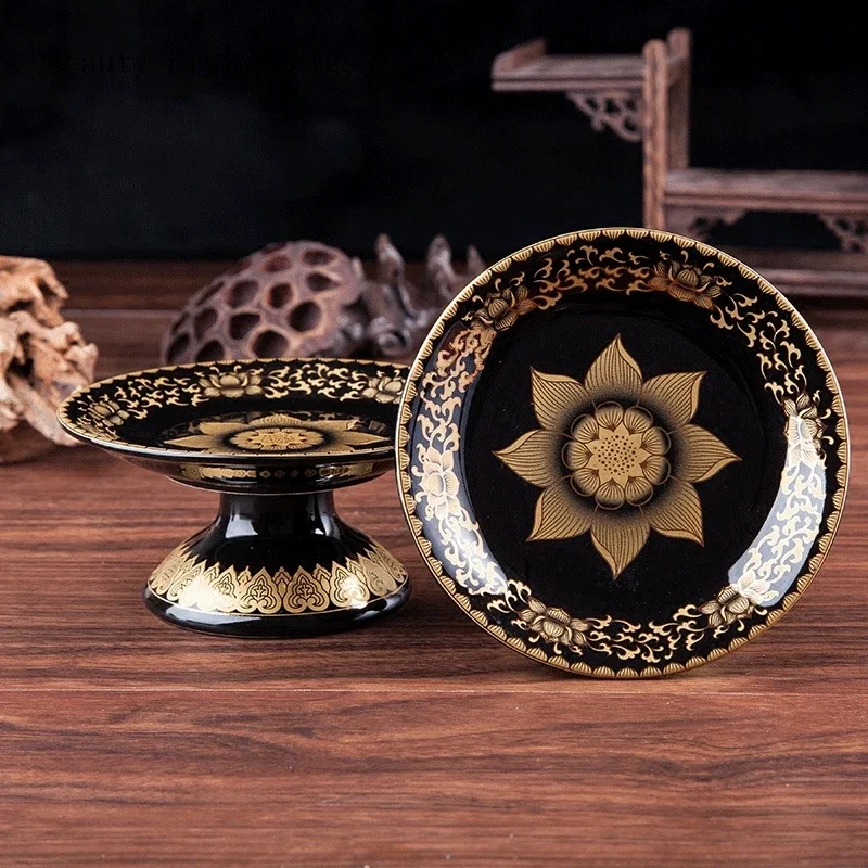 Chinese style ceramic lotus fruit tray, offering fruit tray decorations in the Buddhist hall feng shui  Buddhism