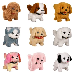 Cute Realistic Electric Little Puppy Plush Toy Simulation Husky Tedd Dog Walk Bark Wagging Tail Stuffed Animal Doll Kids Gift